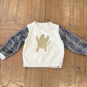 Aimama plaid sleeve cheetah bear crew neck sweatshirt 4-5 years unisex velour